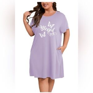 NWOT Plus Size Nightgown, Blessed, Short Sleeve Sleepshirt with Pockets, 3X